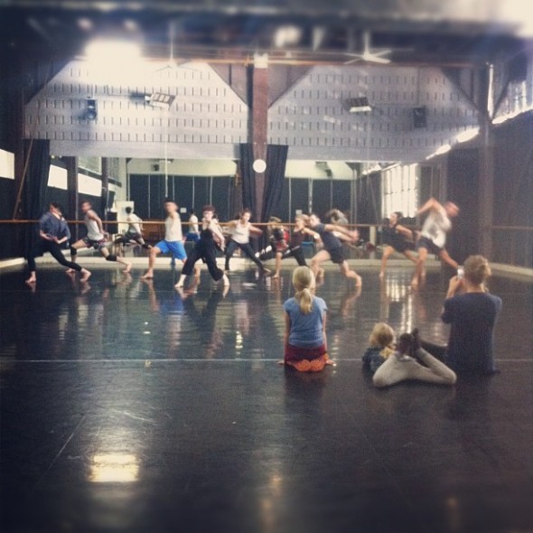 Stephanie and daughters in rehearsal with Sydney Dance Company 
